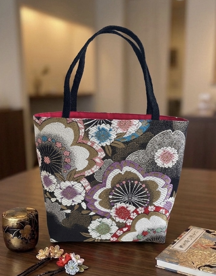 帯リメイクバッグ 豪華大菊刺繍のトートバッグ - COCO105'S GALLERY