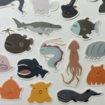 深海魚　フレークシール　【24種類】【直径約2〜3㎝】
