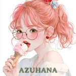 2663  ピンクヘアのアイスを食べている少女　人物ステッカー　コラージュ素材
