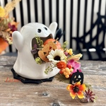 おばけハロウィン　秋を楽しむ置物です　　蜘蛛の巣敷物はオプションで　2025