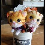 ＊２匹のねこちゃん×ポット②　秋ver　置物＊