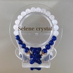ラピスラズリ×ブルームーンストーンブレスレット　　　 〜クマが彩る知性と調和の輝き〜　Selene crystal