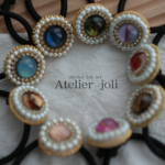 2個セット販売【ヘアゴム】インク＆ビーズ刺繍ヘアゴム　アルコールインクアート　アクセサリー