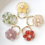 [51]カラフル♡キラキラフラワー＊2wayフープお花ピアス/イヤリング 結婚式 ブライダル ウェディング ディップアート ディップフラワー 大ぶり 推し活 成人式 黄色白赤紫緑