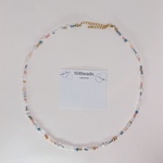 【mix necklace🥣】 ブルー × オレンジ　淡水パール　ビーズネックレス