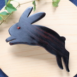 ★再販-黒檀で作った黒うさぎのバレッタ（コクタン2026）長さ10cm