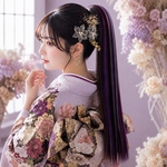 パープル系ロングストレート エクステ