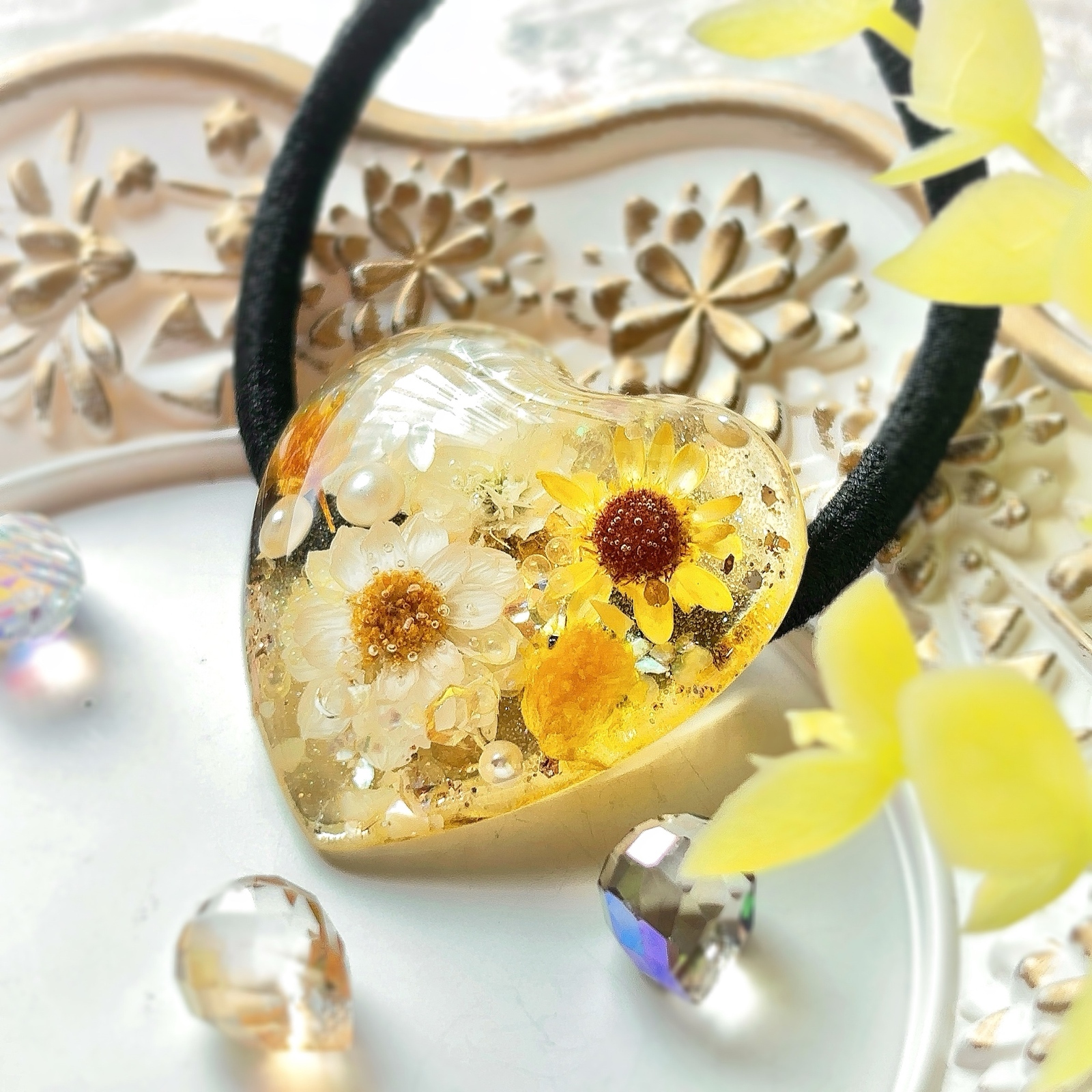 ひまわりカラー✧*｡ハートヘアゴム - petit bloom♡chii.xx.kaa