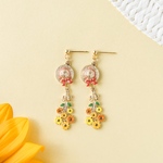 向日葵と麦わら帽子の揺れるピアス・イヤリング｜ひまわり 麦わら帽子 フラワー 夏アクセサリー