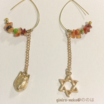 狐と六芒星のしずく型ピアス