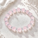 【６月限定超特価】高品質 マダガスカル産ローズクォーツ（AA++） 優しい桜色 ブレスレット