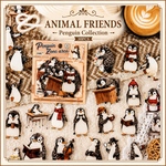 アニマルフレンズ ペンギン フレークシール Penguin Collection 30枚入 コラージュ素材 海外シール PET 手帳デコ 【m】