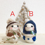 羊毛フェルト お洒落雪だるま