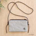 リネン100%のシンプルポシェット横型　linen pochette