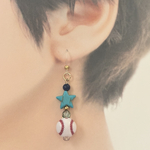⚾️野球観戦⭐︎📣応援グッズピアス💙天然石ピアス➕🔮タロットメッセージカード付き
