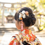 七五三髪飾り 白赤ゴールド10点セット プリザーブドフラワー 和装ヘア飾り/着物/3歳/7歳/卒業式/卒園式