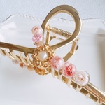 バンスクリップ　大きめ　かすみ草　レジン　上品　ヘアクリップ　ヘアアクセサリー　ピンク　桜　オケージョン