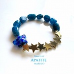 【8*13 jewelruby様専用◆御売約】　　BL25-1048アパタイト深海BLUE+ホタルガラスSTAR Asymmetry17㎝*天然石ブレスレット　[送料無料] 　