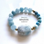 【8/13 sii0707様専用◆御売約】　　BL25-1051アクアマリン希少原石+アパタイト Asymmetry17㎝*天然石ブレスレット　[送料無料] 　