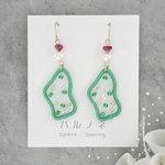 【特集掲載】クリームソーダ(緑)〈オーガンジー刺繍〉ピアス/イヤリング　(夏/ジュース/個性的/爽やか/軽い/グリーン)