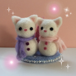 ラブラブ雪にゃるま 羊毛フェルト