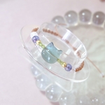 再販☆天然石にゃんこブレスレット・翠☆フローライト・ペリドット・コスモオーラ・水晶