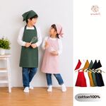 【自然素材】定番カラー＊スタイリッシュなキッズエプロンセット100～160　子供　三角巾（親子お揃いコーデ）