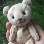 おまもりくまちゃん/オーガニックコットン　 水玉ハンドペイント