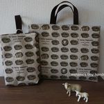 最終♡　大幅お値下げ品♡　3200→1600円　内側がキルティングでとっても丈夫！！　レッスンバッグ＆上靴入れセット　北欧風　ハリネズミ(ベージュ)　男の子　女の子