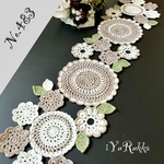 ☆送料無料☆ 約82cm×約23cm【No.483】テーブルセンター レース編みドイリー