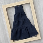 コットンリネンのティアードワンピース💙（ネイビー）☆ 22cmドール・服☆