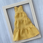 コットンリネンのティアードワンピース💛（マスタードイエロー）☆ 22cmドール・服☆