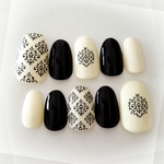 ダマスク柄ネイル White×Black
