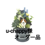 u-chappy様オーダー品 ★ 多肉植物アレンジ ブリキ缶 シェルティわんちゃん付き インテリア雑貨 ★