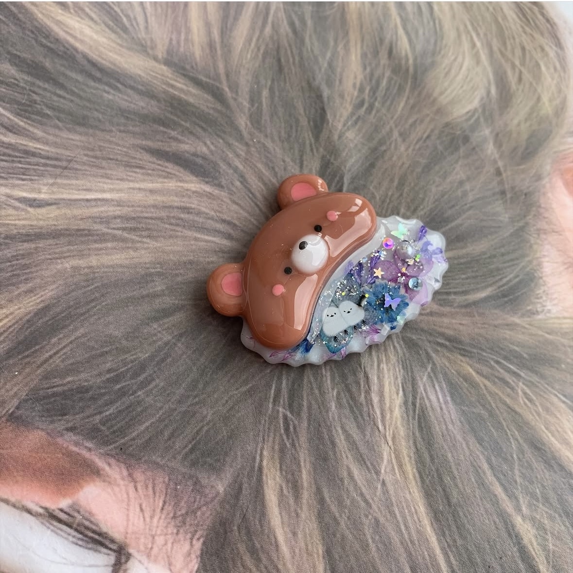 4487】ぽってりくまちゃん♡シマエナガ レジンヘアゴム しっかり
