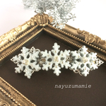 ＊雪結晶レジン＊バレッタ＊シルバー【125】
