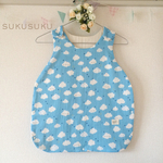 mamackan0512さま専売品☆０歳〜４歳頃まで使える６重ガーゼスリーパー＊ｐｕｋａｐｕｋａ雲柄＊ベビーブルー再販10