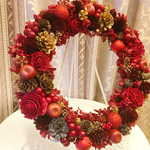 プリザーブドフラワー クリスマス リース 赤 レッド