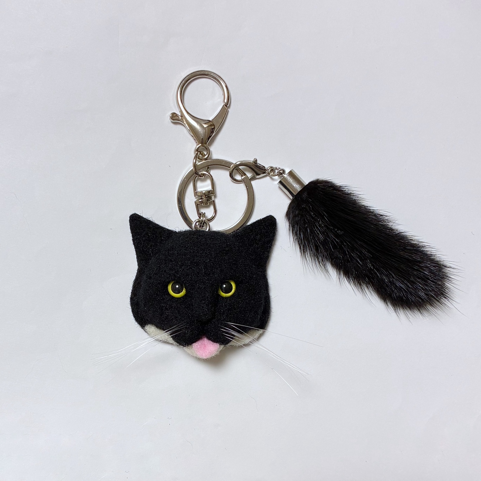 羊毛フェルト 猫キーホルダー ブリティッシュショートヘア