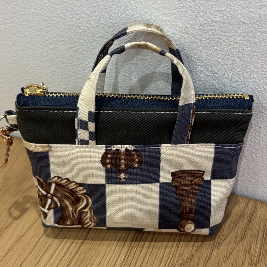 小さなトートバッグ型ポーチ♡チェス⭐︎グレー - KA1NA2TA3'S GALLERY