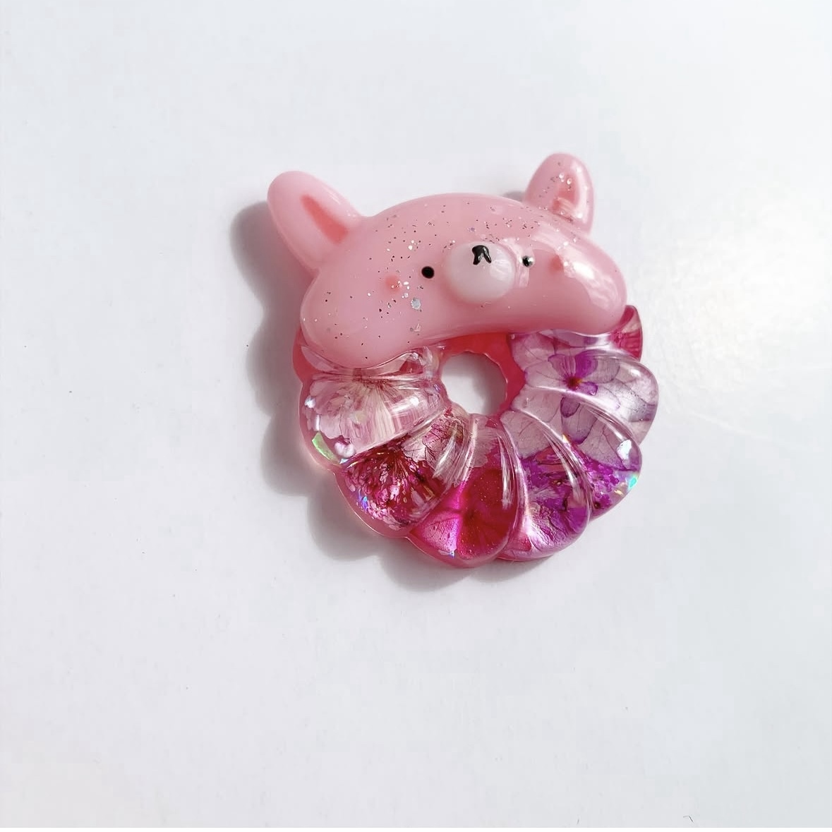 4497】ぽってりうさちゃん♡ ピンクうさぎ レジンヘアゴム 兎