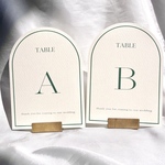 ﾃｰﾌﾞﾙﾅﾝﾊﾞｰ 機械でｱｰﾁｶｯﾄ♡　グリーン×クリーム　テーブルサイン　ゲストテーブル　結婚式 ウェディング