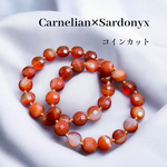 カーネリアン×サードオニキス 多面カットコインカット 天然石ブレスレット 1本  パーツとしてもオススメ