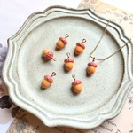 新作★ 立体どんぐりのエポチャーム　オレンジ×コーラルピンク