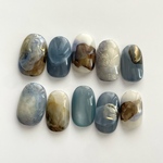 deepblue💙×brown☕ ネイルチップ　ニュアンスネイル 夏ネイル　ブラウンネイル　ブルーネイル　