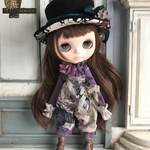 2773 アンティークカラー生地のロンパース  Blythe ブライス ネオブライス リカちゃん アウトフィット 洋服 ロンパース  紫陽花