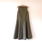 木綿のフレアワンピース（オリーブグリーン）Ｍ～Ｌ