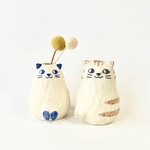 青耳ねこ&ミケねこの一輪挿し(中サイズ)