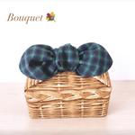 【リボンのお弁当袋】保冷保温　バスケット柄×チェック(グリーン)　大人かわいい/ポーチ/ランチバッグ