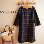 akom***様ご予約のお品：RickRack ボートネックワピース 起毛チェック　ML